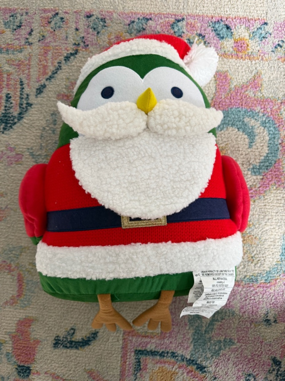 Target Green Red White Plush Holiday Santa Bird Pillow